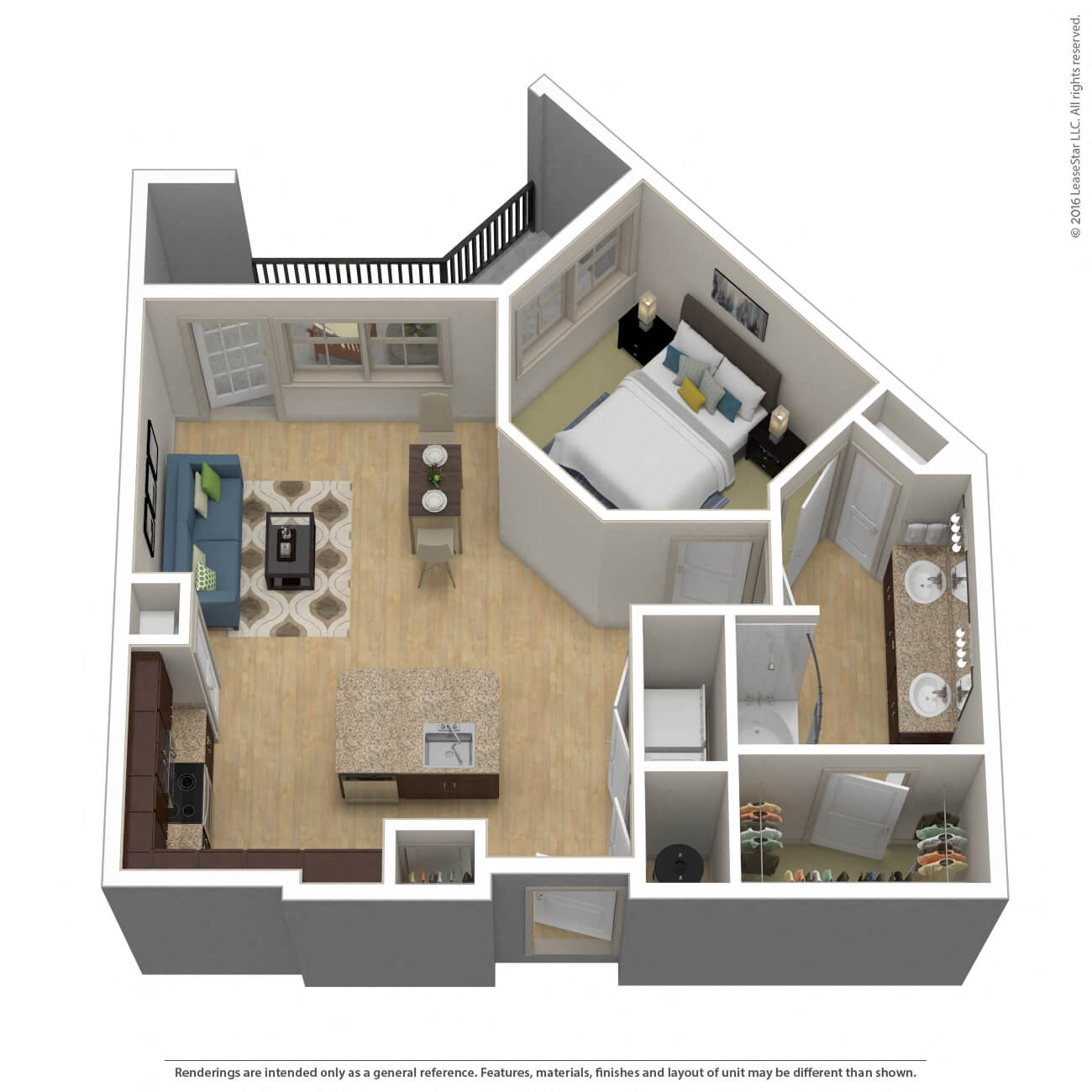 Floor plan for 1 bed, 1 bath, 793 sqft